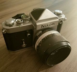 Vintage Nikon F2 Silver 35mm Slr Film Camera W/ Lens From Japan Good Cond