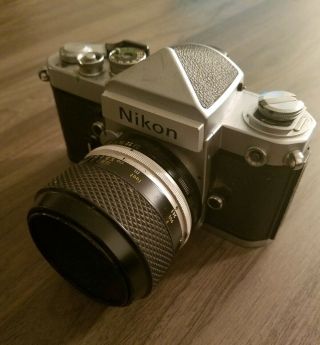 Vintage Nikon F2 Silver 35mm SLR Film Camera w/ lens From Japan good cond 2