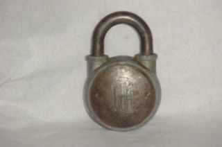 Antique Vintage Small Round Padlock Lock Marked 101 Made In Usa No Key 3 " Rustic
