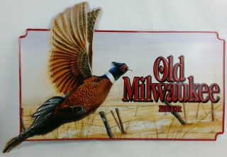 Vintage 1992 Old Milwaukee Beer Tin Sign Embossed Lettering & Pheasant 29 " X20 "