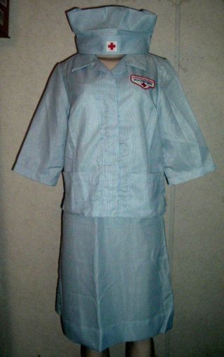American Red Cross Volunteer Nurse Uniform Dress Jacket Cap Halloween Costume