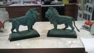 Chicago Art Institute Lion Bookends,  Very Heavy,  Cond,