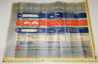 Vintage 1943 Air Raid Warning System Ww2 Wwii Us Military Poster