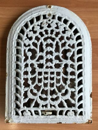 Old Vtg Antique Cast Iron Arched Dome Top Wall Heat Grate Register Floral 8 X 10