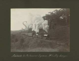 Adelaide Express Steam Train.  Mt Lofty Ranges,  S Aust.  Twin Locomotives.  C.  1910s