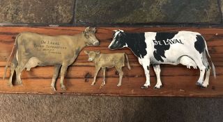 Vintage De Laval Tin Cows And Calf Advertising