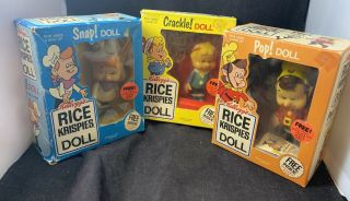 Rice Krispies Doll Advertising Toy Snap Crackle Pop Kellogg’s Cereal 80s Box
