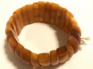 Vintage/antique Natural Baltic Amber Butterscotch Opaque Egg Yoke Beads Bracelet
