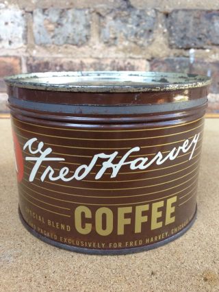 Vintage Fred Harvey 1 Pound Coffee Can Tin