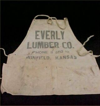 Vintage Nail Apron Everly Lumber Company Estate Winfield Kansas Antique
