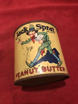 Vintage Jack Sprat Peanut Butter Tin Can,  1 Lb,  Packed In Marshalltown,  Ia.