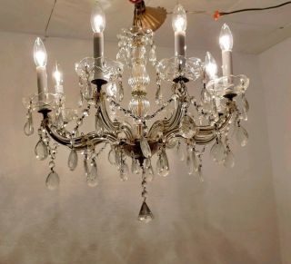 Outstanding Antique Restored Crystal Maria Theresa 8 Arm Glass Chandelier