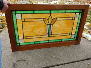 Antique Stained And Leaded Slag Glass Window Arts & Crafts Bungalow Style