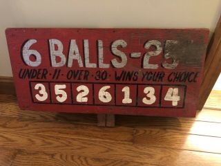 Vintage Carnival Game Sign Hand Painted Wooden