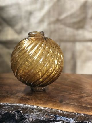 Antique Amber Swirl Glass Lightning Rod Ball Globe