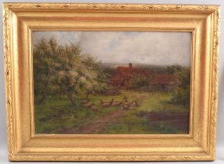 1924 Antique WILLIAM A ELLEBY American Country Farm Sheep Landscape Oil Painting 2