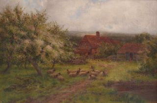 1924 Antique WILLIAM A ELLEBY American Country Farm Sheep Landscape Oil Painting 3