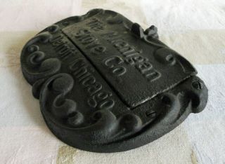 Antique The Michigan Stove Company cast iron maker ' s plate/ plaque; coal/ wood 2