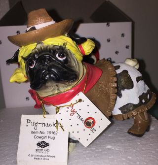 Pug - Nacious Cowgirl Pug Westland Gift Pug Dog Figurine Box Tag Pugnacious 16162