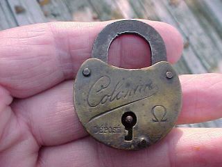 Antique Padlock Colombia? Depose Brass And Steel