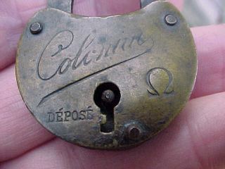 Antique Padlock Colombia? Depose Brass and Steel 2