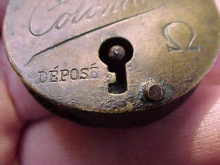 Antique Padlock Colombia? Depose Brass and Steel 3