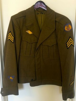 Old Ww2 Us Ike Jacket 8th Air Force Sergeant Camera Corps.  Size 36r