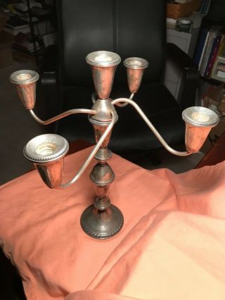 Duchin Creation Sterling Silver 4 Arm 5 Candle Candelabra Weighted 13 - 1/4 " Tall
