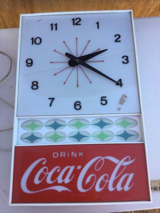 Vintage Coca Cola Coke Atomic Wall Clock Light Sign - Advertisement