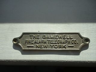 Antique The Gamewell Fire Alarm Telegraph Co.  York Fire Alarm Tag Plaque
