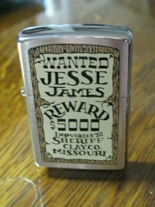 Zippo Lighter.  1996.  Wanted Poster,  Jesse James.