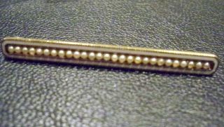 Vintage 14k Bar Pin Brooch Pearls And White Enamel 2  Long
