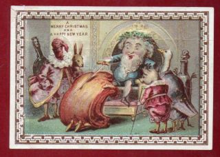 Victorian Goodall Humanised Animals Christmas Dinner Scene Greeting Card