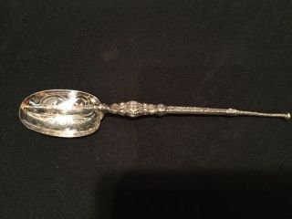 Antique English Birmingham Sterling Silver Ornater Serving Spoon 1910