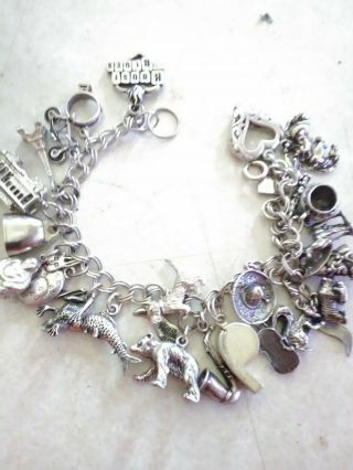 Vintage Sterling Silver Charm Bracelet Loaded With Charms