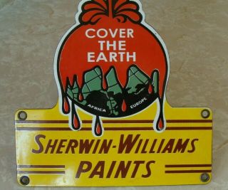 VINTAGE PORCELAIN SHERWIN WILLIAMS COVER THE EARTH SIGN 3
