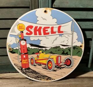 Vintage Shell Gas Porcelain Sign Oil Gasoline Pump Plate