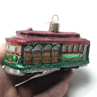 San Francisco Street Car Old World Christmas Glass Ornament Owc Trolly