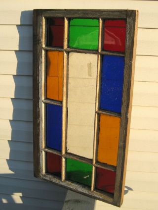 Antique Queen Anne Stain Glass Window Sash