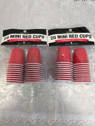 Mini Red (solo) Cup Shot Glasses Two Packs Of 20 - 2 Oz.