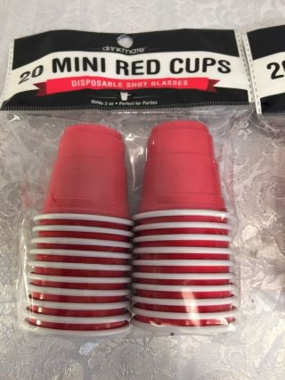 Mini Red (Solo) Cup Shot Glasses Two Packs Of 20 - 2 oz. 2