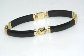 Black Onyx 14k Yellow Gold Bar Link Bracelet