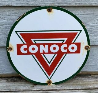 Vintage Conoco Gasoline Sign Porcelain Gas Pump Plate Station Oil
