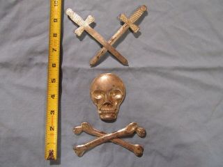 Vintage Masonic Knights Templar Skull/Crossbones/crossed swords apron adornment. 2