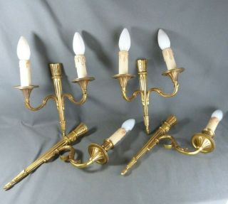 Four French Antique Bronze Napoleon Ist Empire Style Candle Wall Sconces Lights