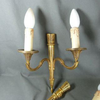 Four French Antique Bronze Napoleon Ist Empire Style Candle Wall Sconces Lights 3