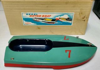 Vintage 1950s Sakai Japan Tin Hydroplane Toy Racing Model Boat