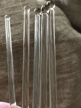 Set Of 5 Vintage Clear Glass Swizzle Sticks Cocktail Stirrers