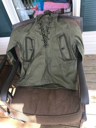 Vintage Usn Wet Weather Deck Jacket Hooded Parka Nxsx 38957 Ww2 Wwii Mens M