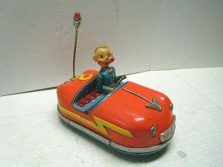 Vintage 1950 Alps Japan Tin Battery Op " Whoo " Bumper Car.  Complete.  A, .